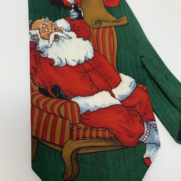 Christmas Hallmark Tie Santa Claus Holiday Novelty Necktie SpecialTies 56" Green - Picture 4 of 8